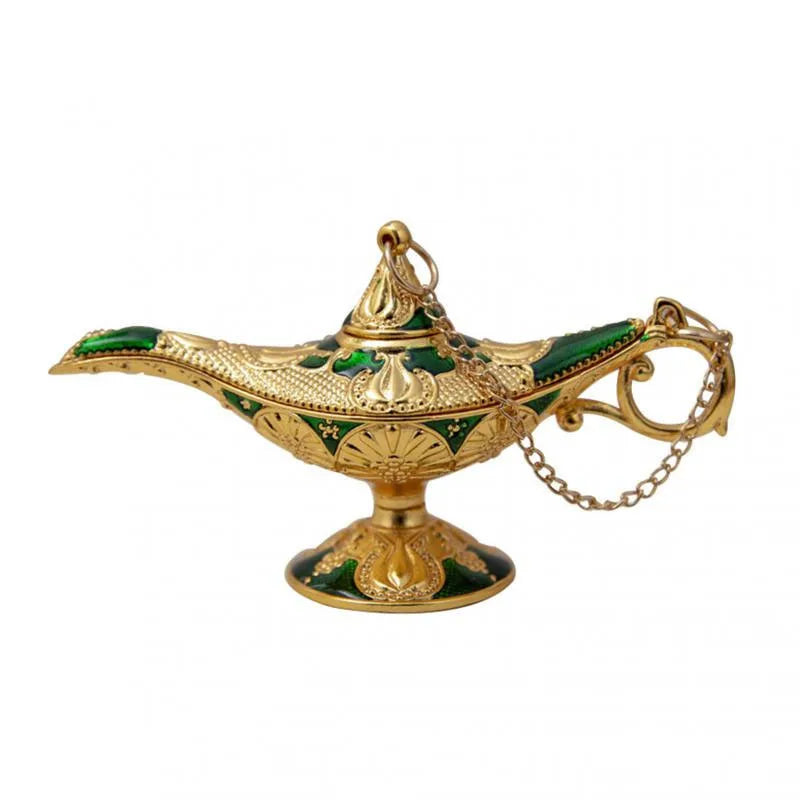 Vintage Legend Aladdin God Lamp Magic Genie Decorative Mini Statue Retro Wishing Light