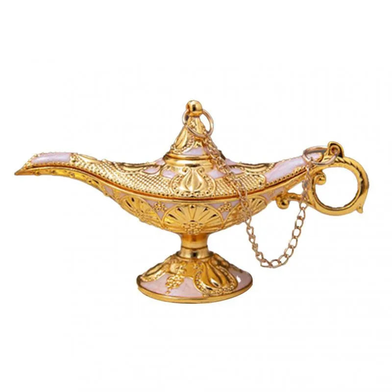 Vintage Legend Aladdin God Lamp Magic Genie Decorative Mini Statue Retro Wishing Light