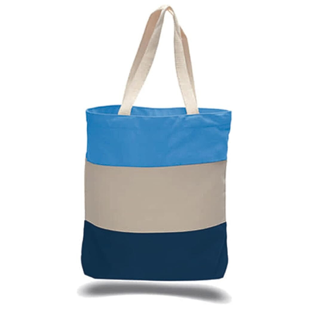 Tri Tone Canvas Tote Bag 15"W x 15"H x 3"D Cotton Tote Bags Sustainable Eco Friendly reusable grocery