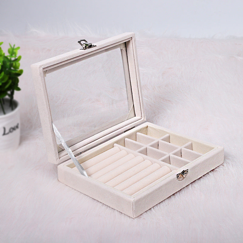 Jewelry Storage Box, Portable Jewelry Box, Glass Cover  Dustproof Jewelry Box With Locked